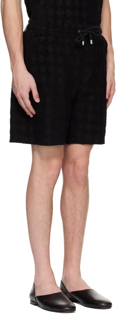 Amiri Black Bermuda Shorts With All-over Ma Quads Motif And Embroidered Logo On The Front