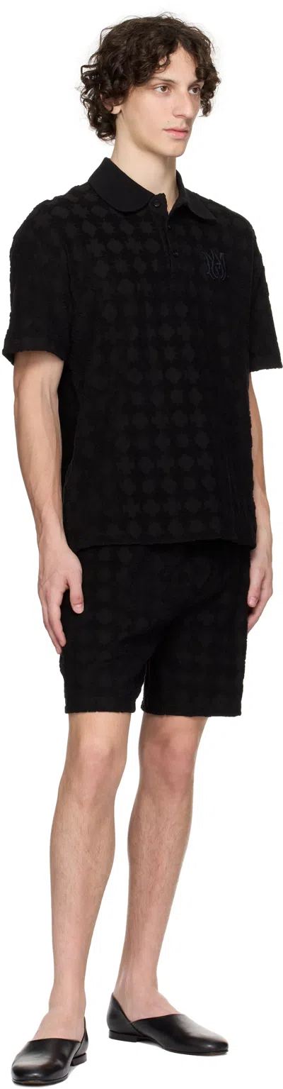 Amiri Black Bermuda Shorts With All-over Ma Quads Motif And Embroidered Logo On The Front