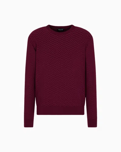 Giorgio Armani Chevron-pattern Knitted Sweater In Burgundy