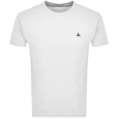 Vivienne Westwood White Crewneck T-shirt With Multicolor Orb Embroidery In Cotton In White