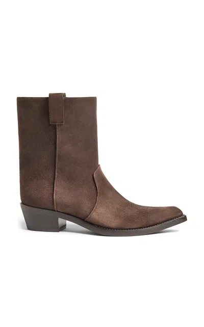 Khaite Brown Calf Leather Bos Taurus Ankle Boots