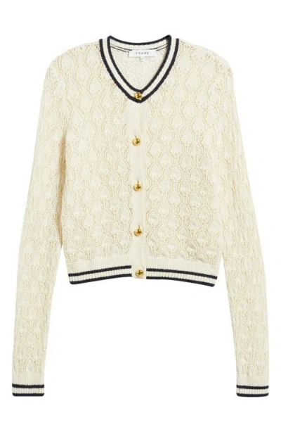 Frame Womens Rookie Open-knit Cotton-blend Cardigan Cream Multi In White