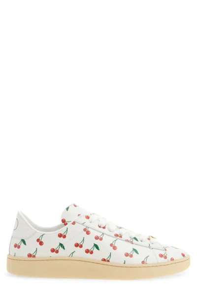 Valentino Garavani Royco Sneaker In Nappa Calfskin With Cherryfic Pattern In White