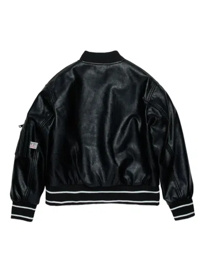 N°21 Giacca Bomber In Tessuto Spalmato Con Logo In Black