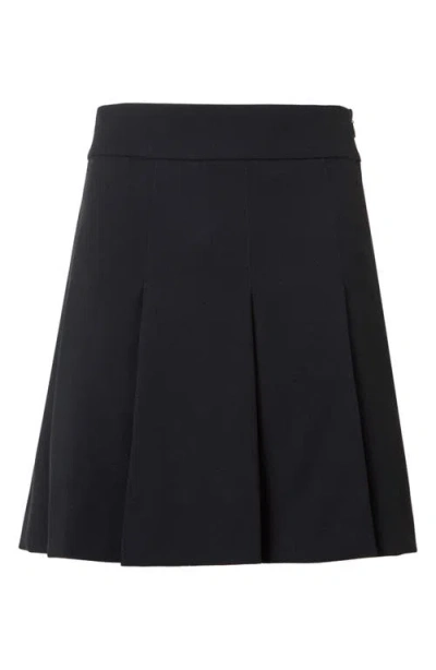 Akris Punto Pleated Virgin Wool Twill Miniskirt In Black