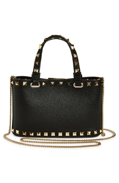 Valentino Garavani Rockstud Mini Shopping Bag In Grainy Calfskin Woman Black Uni