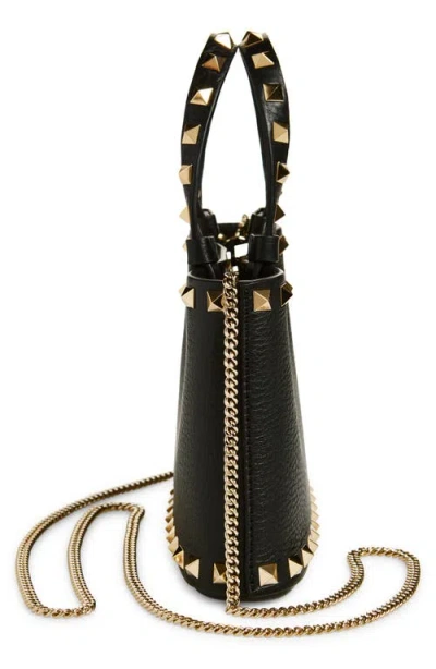 Valentino Garavani Rockstud Mini Shopping Bag In Grainy Calfskin Woman Black Uni