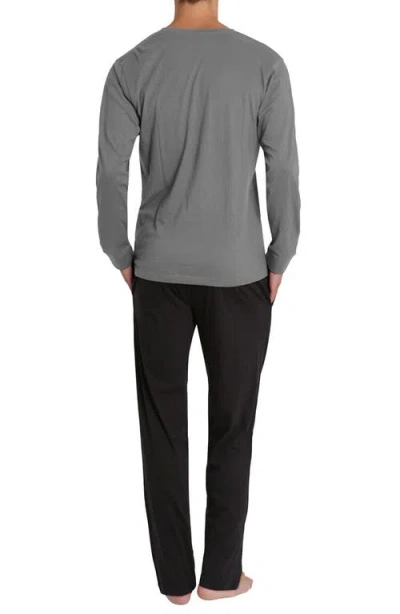 Sleephero Men's 2-piece Henley Tee & Pants Pajama Set In Grey