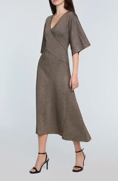 Elie Tahari The Everly Lurex Wide-sleeve Midi Sweater Dress