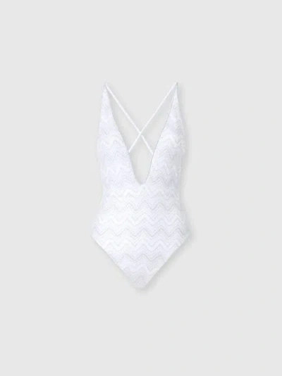 Missoni Zigzag-pattern Swimsuit In Silver