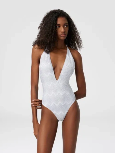 Missoni Zigzag-pattern Swimsuit In Silver