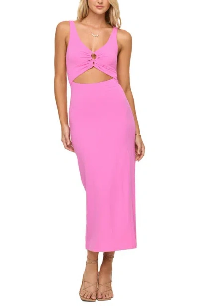 L*space Camille Front Loop Cutout Midi Dress In Hottest Pink In Pink
