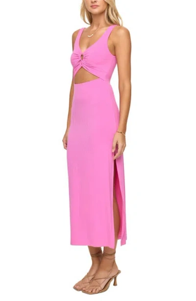L*space Camille Front Loop Cutout Midi Dress In Hottest Pink In Pink