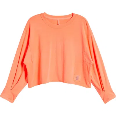 Free People My Time Layer Long Sleeve Top In Neon Coral In Orange