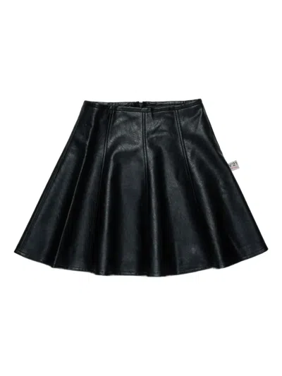 N°21 Gonna Corta A Semi-ruota In Tessuto Spalmato In Black