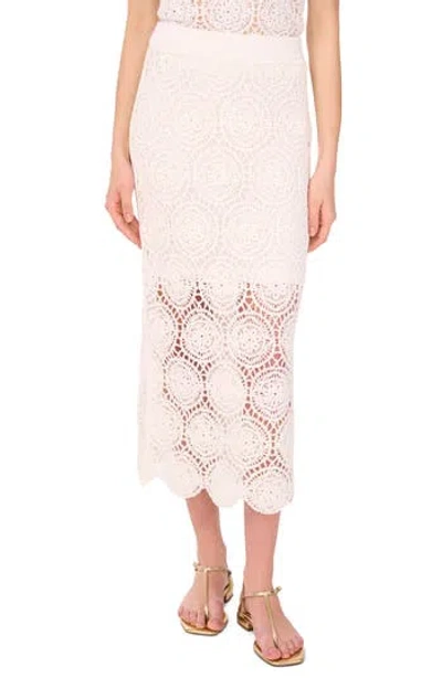 1.state Womens Crochet Open Weave Tank Top Midi Skirt In White