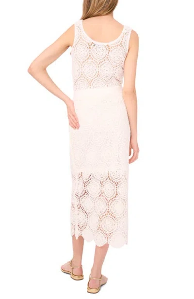 1.state Womens Crochet Open Weave Tank Top Midi Skirt In White