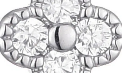 Adornia Silver Plated Extra Mini Cz Clover Dangle Huggie Earrings In Metallic