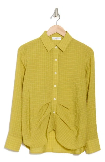 Patrizia Luca Ruched Long Sleeve Button-up Shirt In Yellow