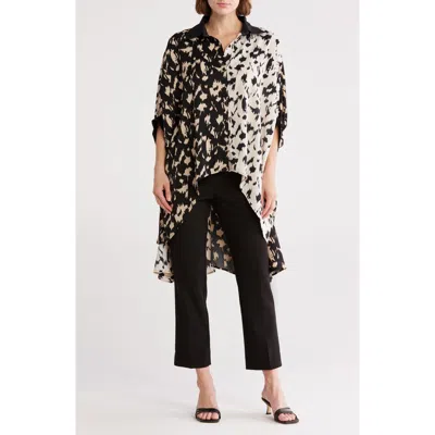 Patrizia Luca Oversize Two-tone Button-up Shirt In Black