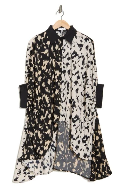 Patrizia Luca Oversize Two-tone Button-up Shirt In Black