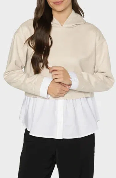 Matty M Wentz Layered Hoodie Pullover In Neutral