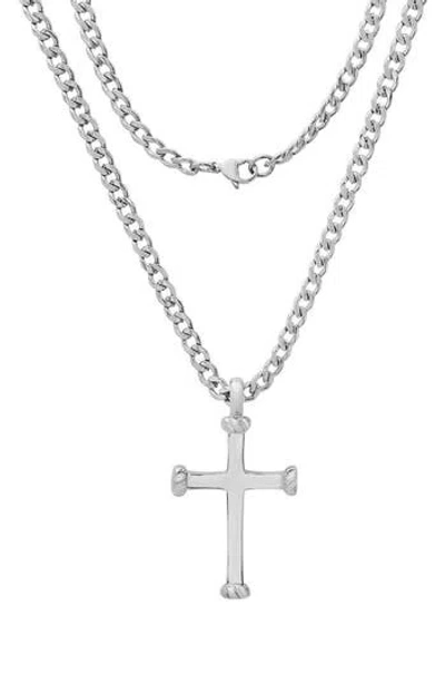 Hmy Jewelry Stainless Steel Rope Edge Cross Pendant Necklace