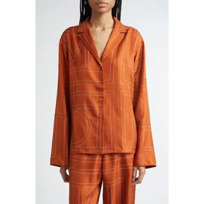 Totême Toteme Women Monogram Silk Shirt In Orange