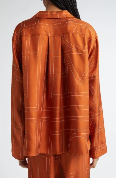 Totême Toteme Women Monogram Silk Shirt In Orange