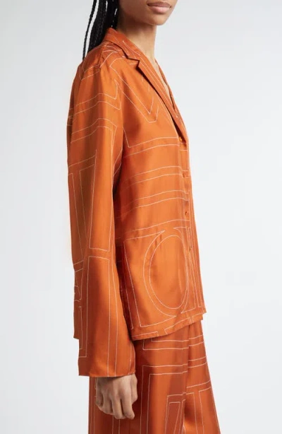 Totême Toteme Women Monogram Silk Shirt In Orange
