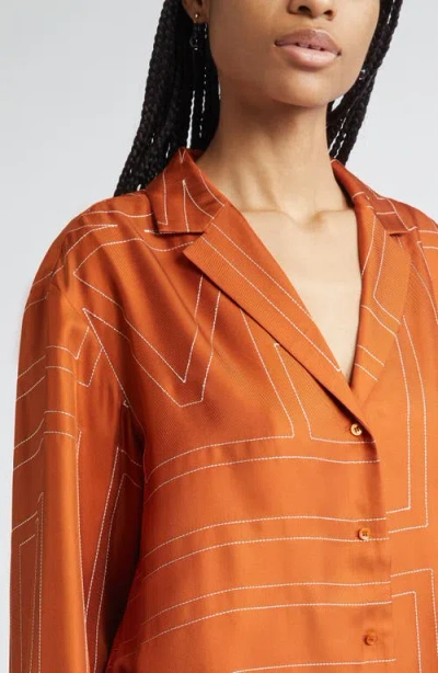 Totême Toteme Women Monogram Silk Shirt In Orange