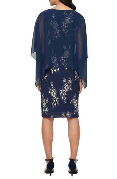 Sl Fashions Petite Round-neck Sheath Dress In Blue