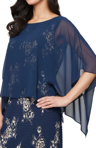 Sl Fashions Petite Round-neck Sheath Dress In Blue