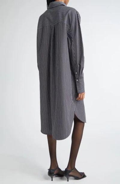 Totême Toteme Women Striped Kimono-sleeve Shirtdress In Gray