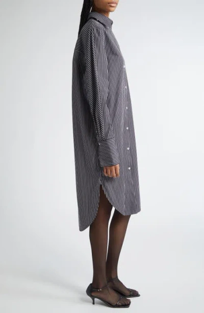 Totême Toteme Women Striped Kimono-sleeve Shirtdress In Gray