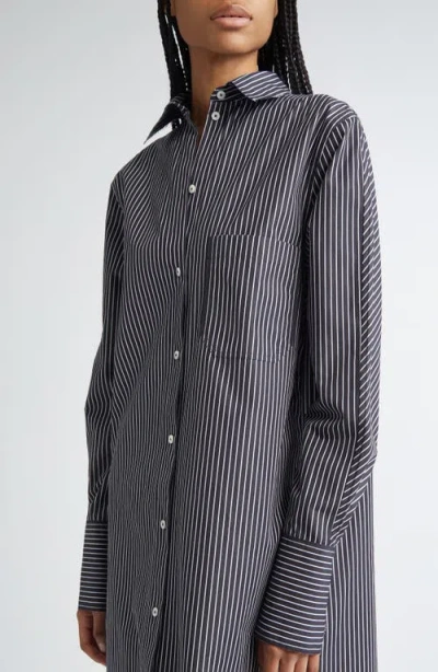 Totême Toteme Women Striped Kimono-sleeve Shirtdress In Gray