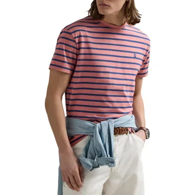 Polo Ralph Lauren Custom Slim Fit Striped Jersey T-shirt In Pink