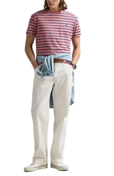 Polo Ralph Lauren Custom Slim Fit Striped Jersey T-shirt In Pink