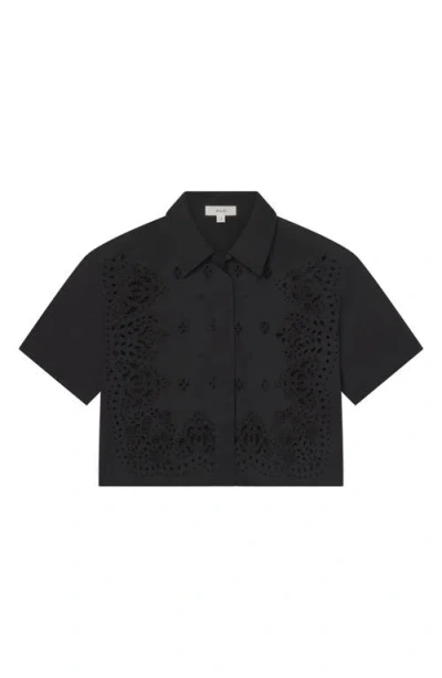 A.l.c . Jade Eyelet Boxy Crop Shirt In Blue
