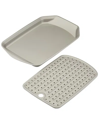 Rachael Ray Nonstick 2pc Crisp & Slide Sheet Pan Set In Gray