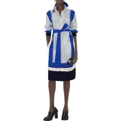 Burberry Knight Stamp Box Silk Shirt Dress In Multi