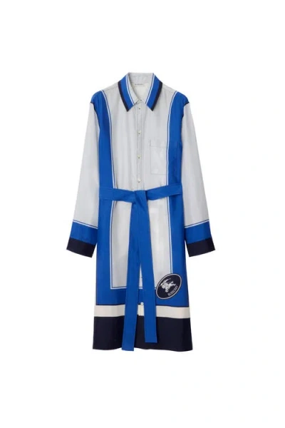 Burberry Knight Stamp Box Silk Shirt Dress In Multi