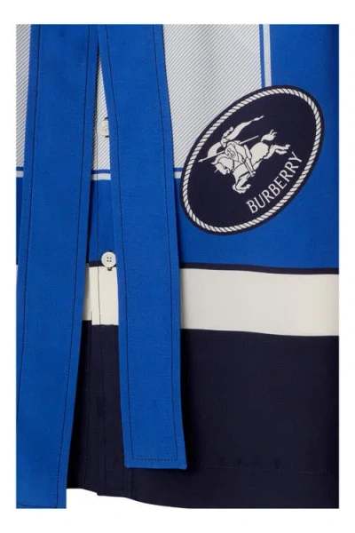 Burberry Knight Stamp Box Silk Shirt Dress In Multi