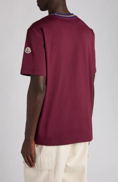 Moncler Logo Cotton Jersey T-shirt In Burgundy