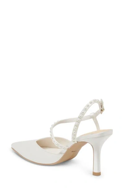 Dolce Vita Kamra True White Satin Pearl Pointed-toe Pumps In White