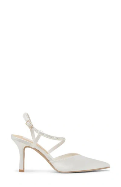 Dolce Vita Kamra True White Satin Pearl Pointed-toe Pumps In White