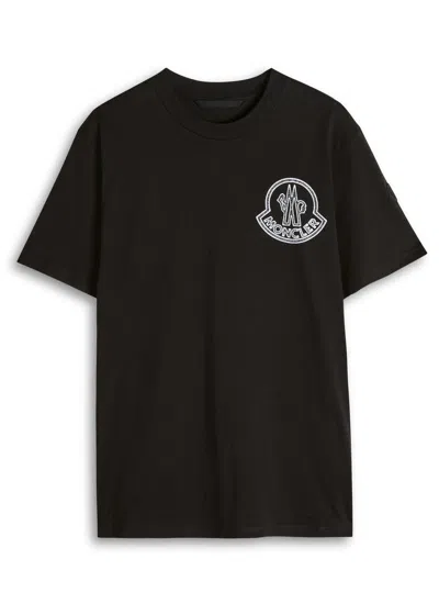 Moncler Logo Cotton T-shirt In Black