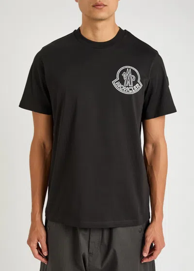 Moncler Logo Cotton T-shirt In Black