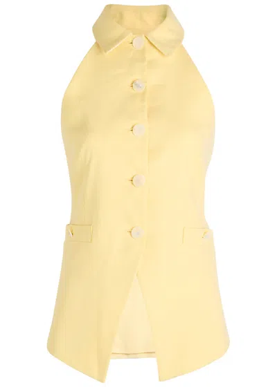 Veronica Beard Orlinda Halter Neck Vest In Chamomile In Gold