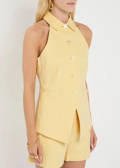 Veronica Beard Orlinda Halter Neck Vest In Chamomile In Gold